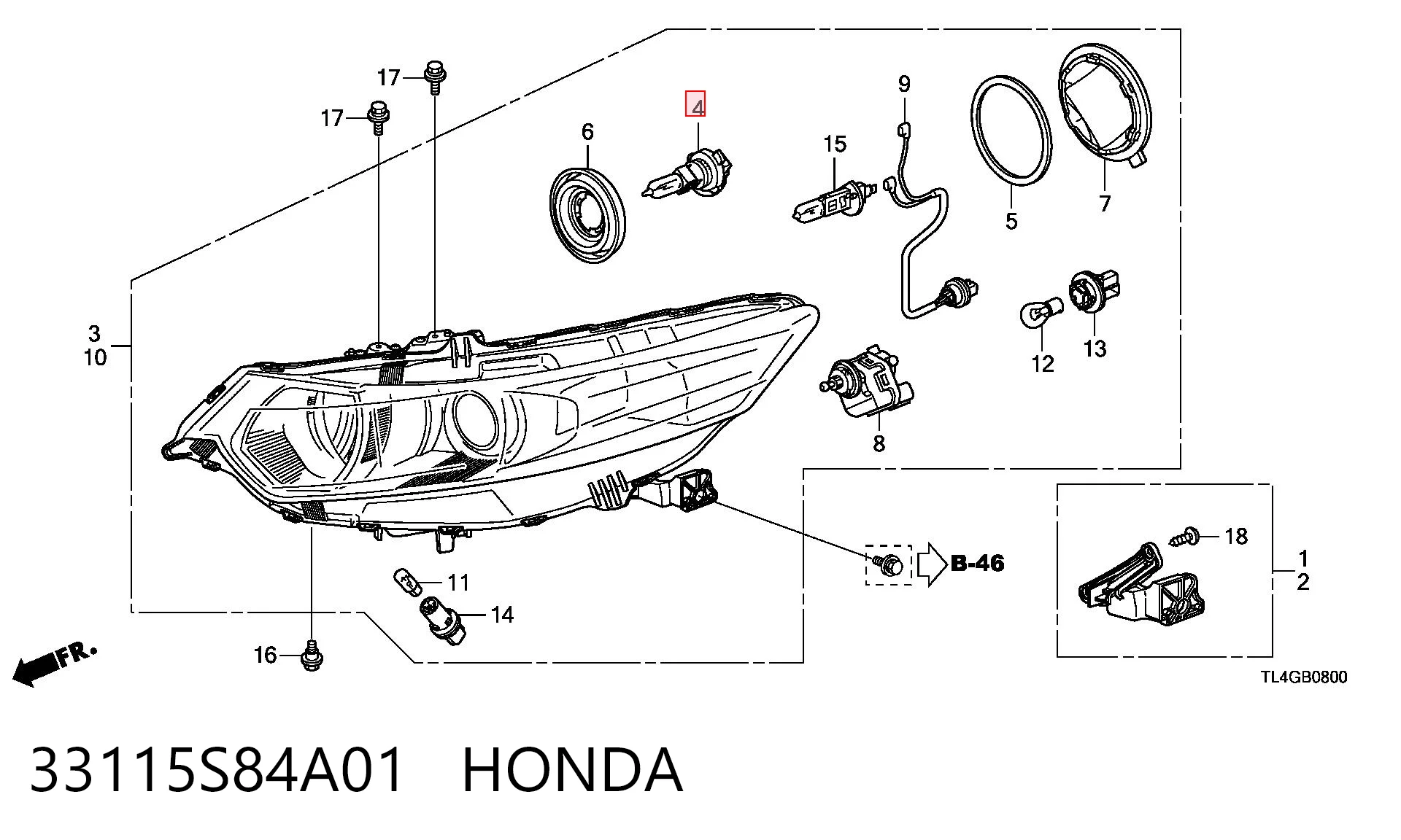 33115S84A01 Honda Żarówka halogenowa