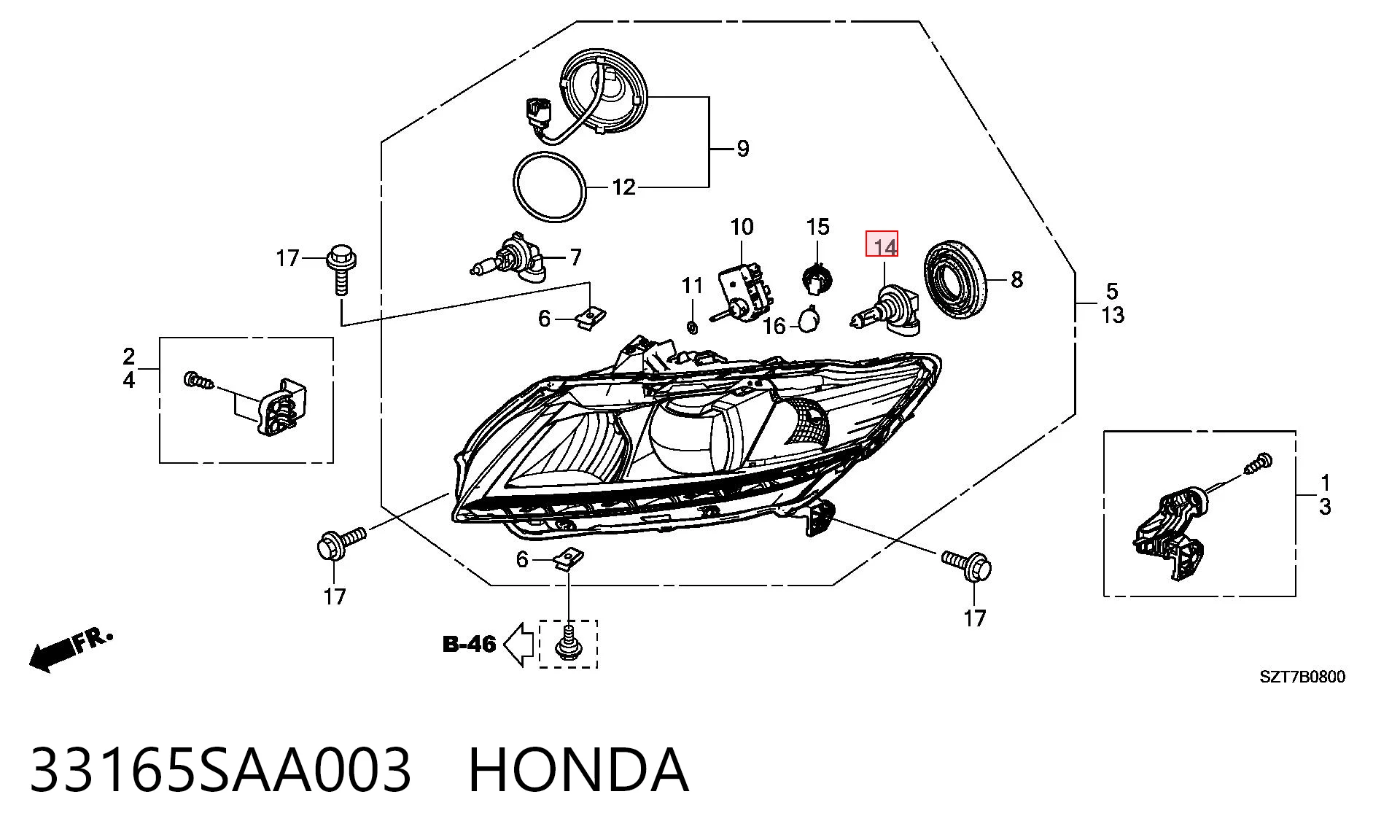 33165SAA003 Honda Żarówka