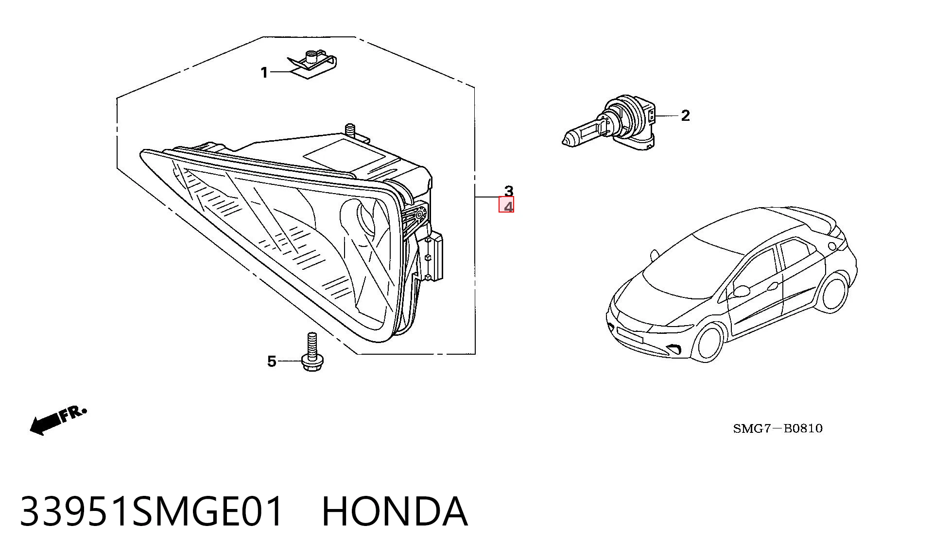 Lampa przeciwmgielna lewa Honda Civic VIII hatchback (FK, FN) (2005 - 2012) cena, od 84,64 USD