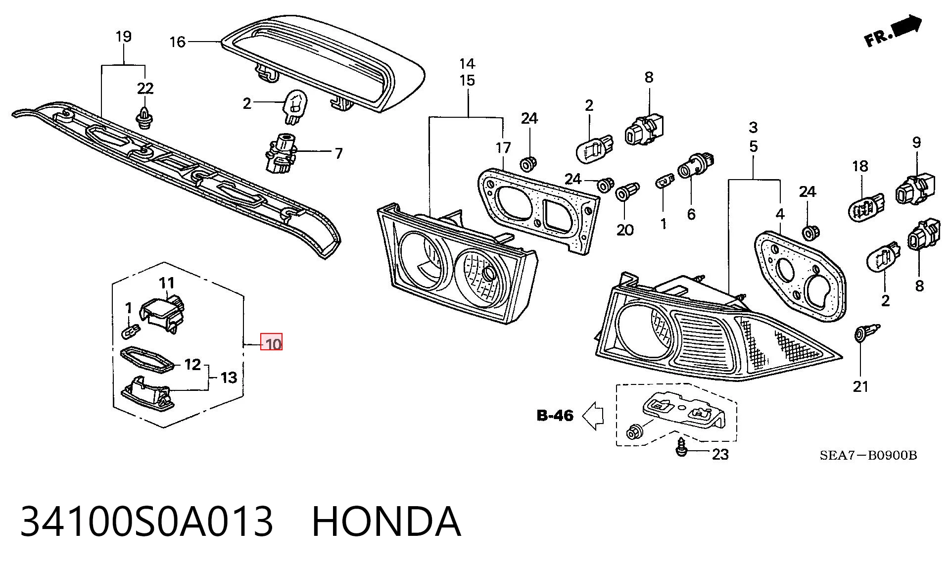 Lampa oświetlenia tylnej tablicy rejestracyjnej do Honda Civic VII EU, EP, EV