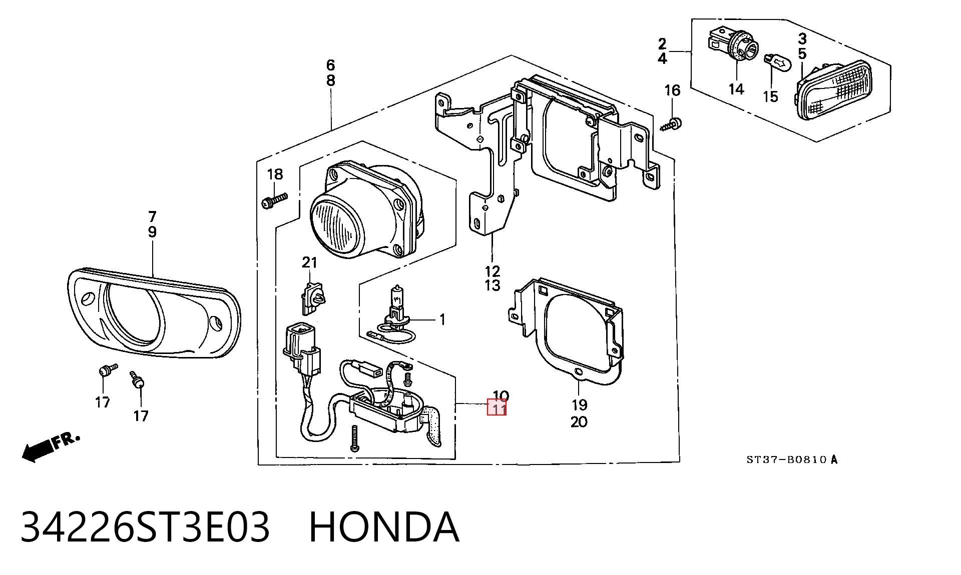 Kupić Lampa przeciwmgielna lewa Honda Accord VI CG w dobrej cenie
