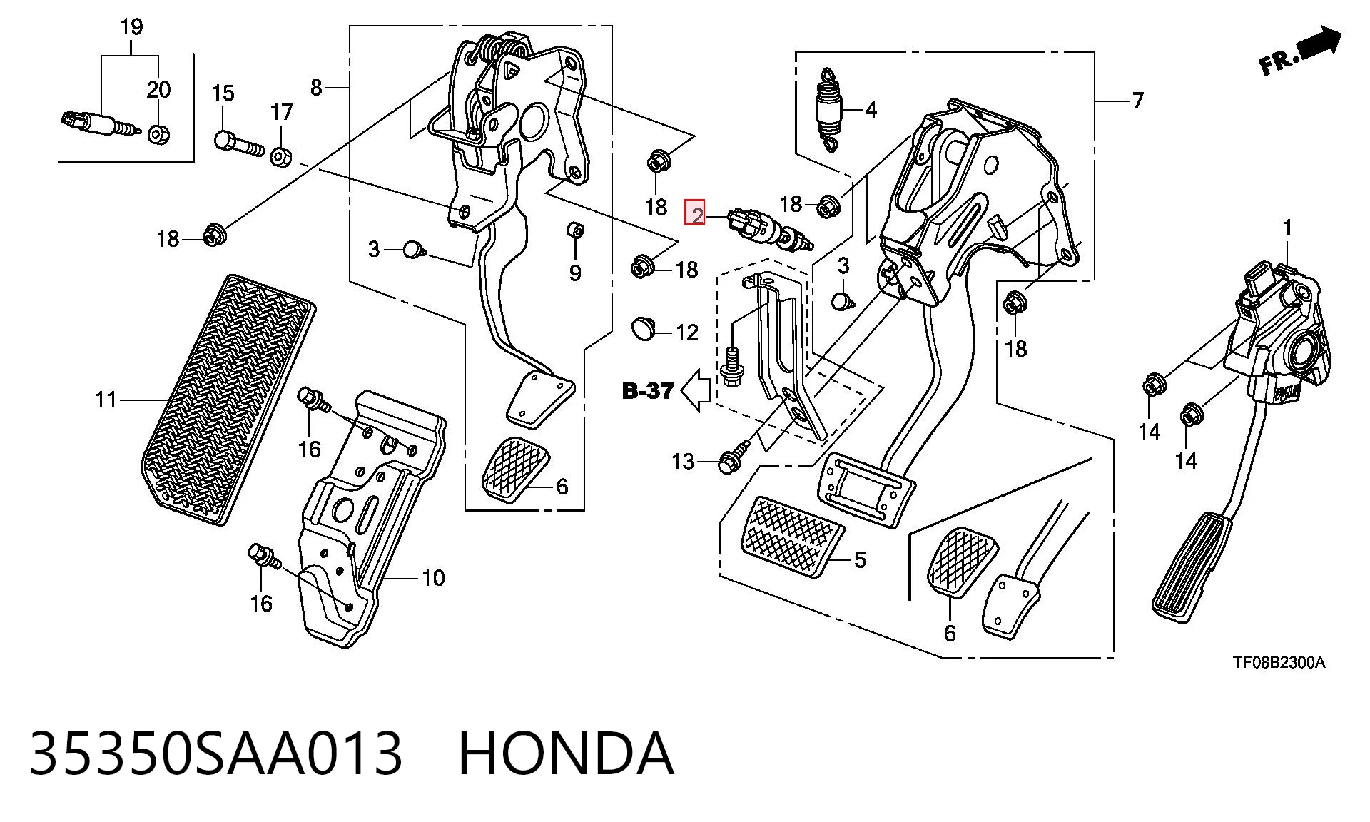 Czujnik włącznika świała stop Honda Accord VIII
