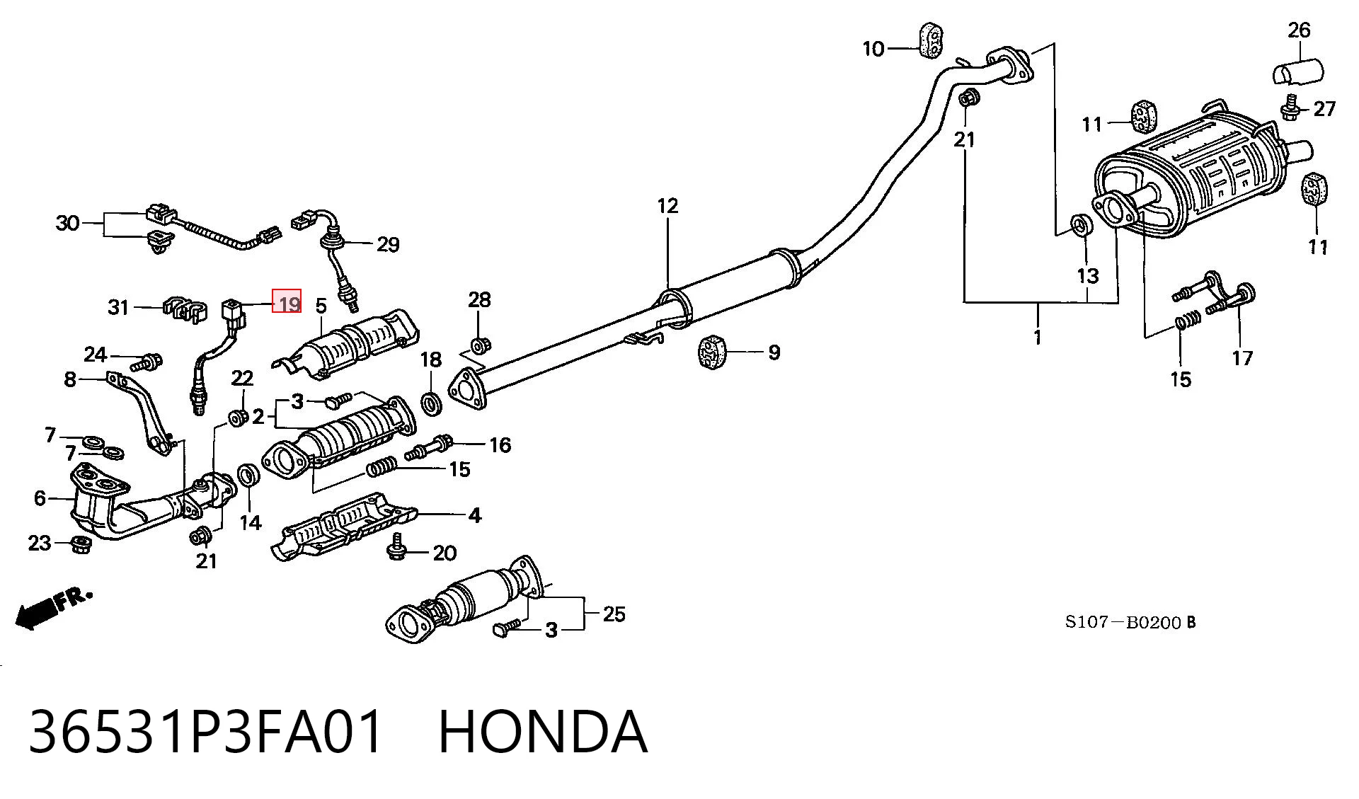 36531P3FA01 Honda Sonda lambda, czujnik tlenu