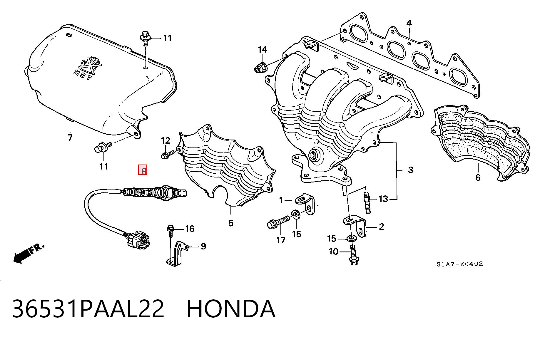 36531PAAL22 Honda Sonda lambda, czujnik tlenu
