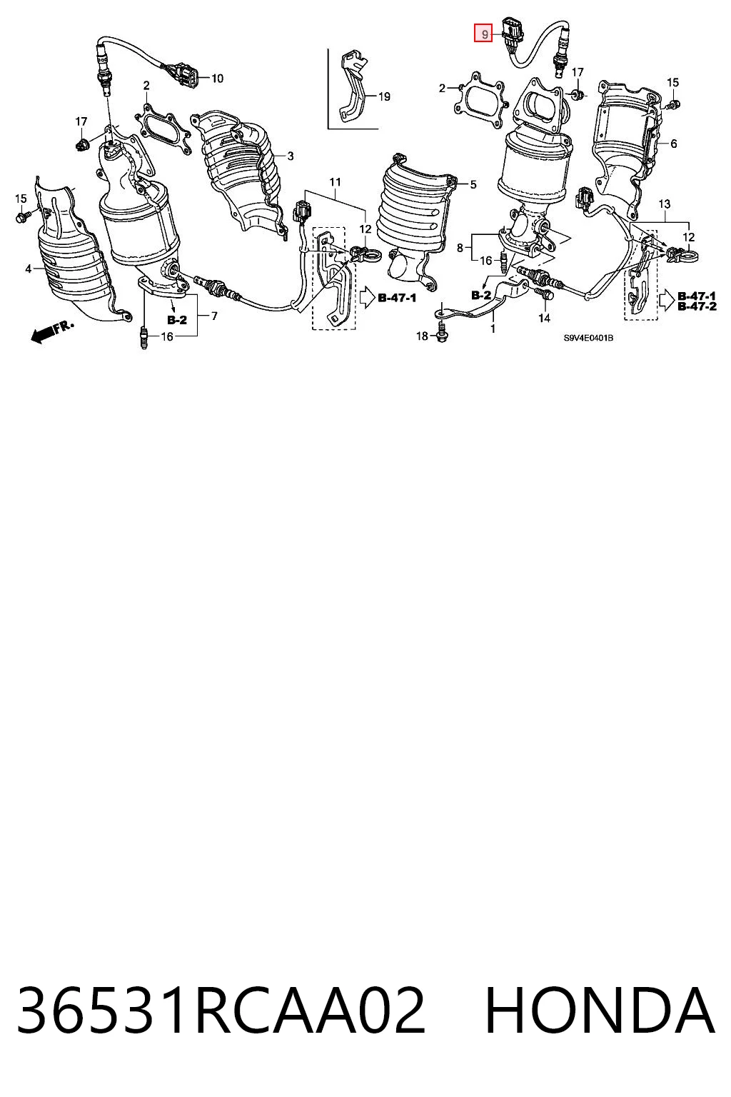 36531RCAA02 Honda Sonda lambda czujnik tlenu przed katalizatorem