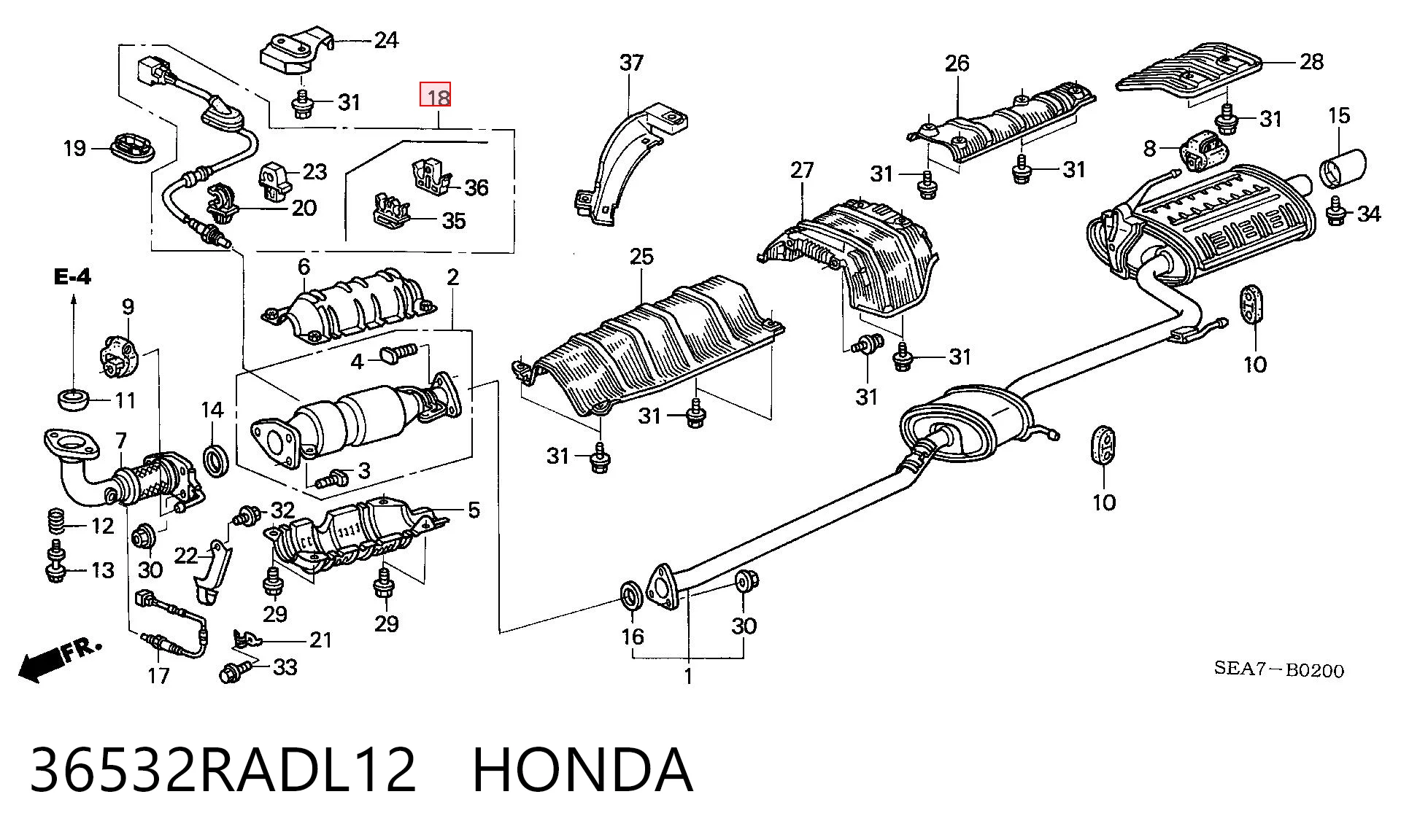 Do koszyka 36532RADL12 Toyota Sonda lambda czujnik tlenu po katalizatorze