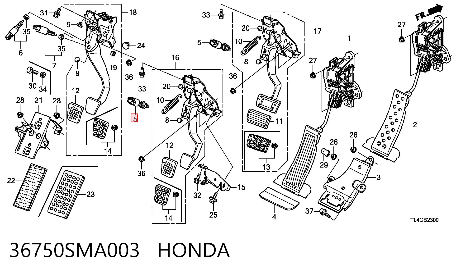 36750SMA003 Honda Czujnik włącznika świała stop