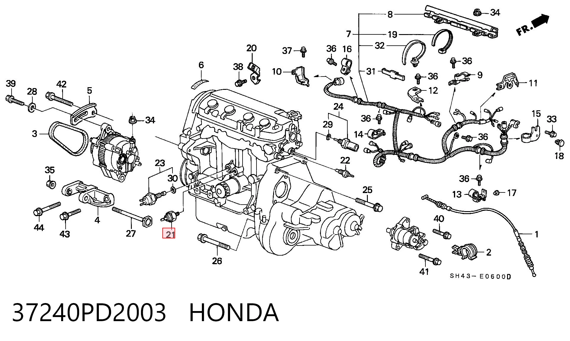 37240PD2003 Honda Czujnik ciśnienia oleju