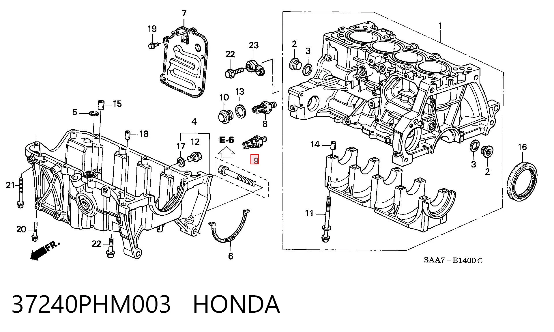 37240PHM003 Honda Czujnik ciśnienia oleju