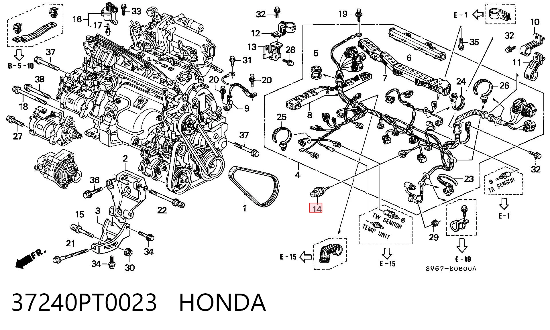 37240PT0023 Honda Czujnik ciśnienia oleju