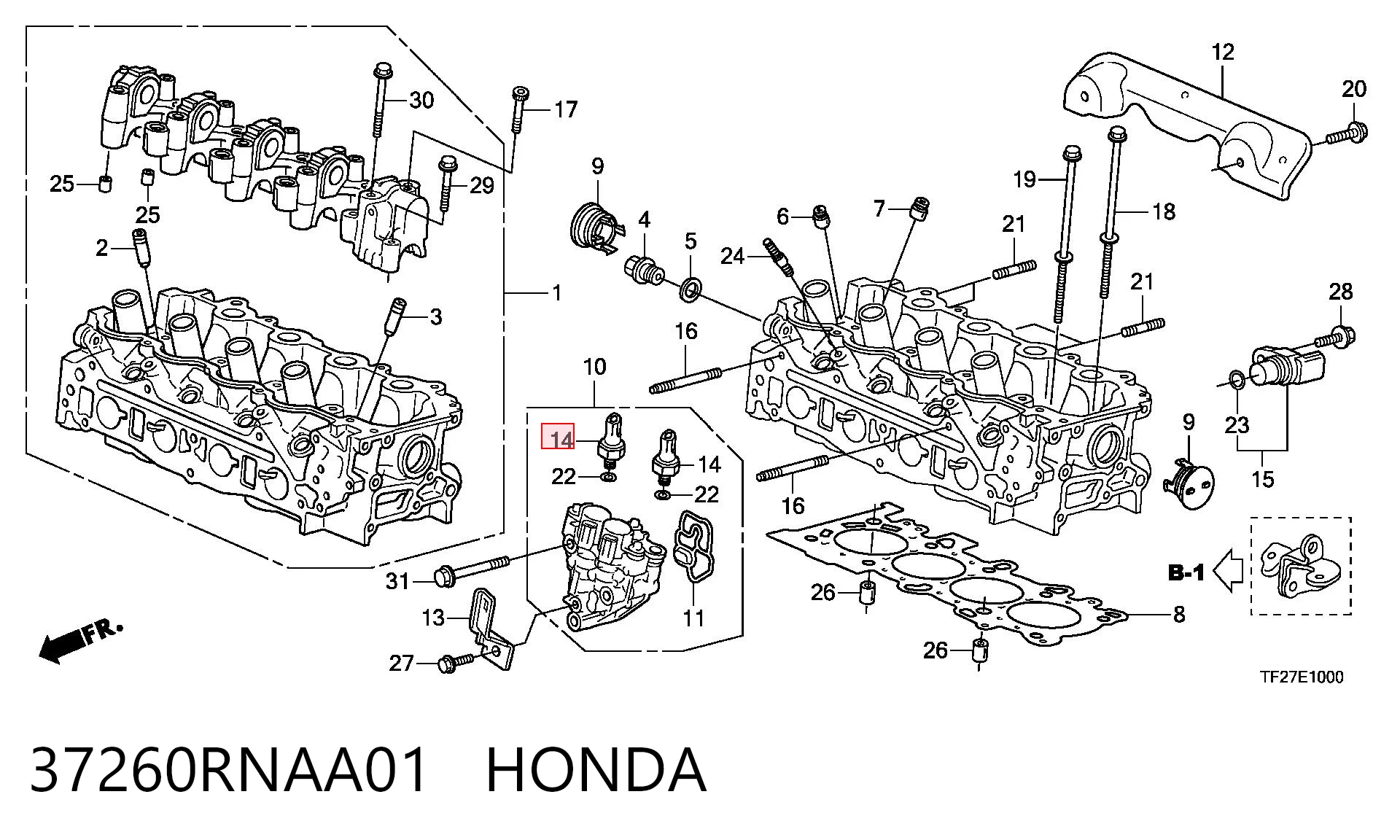 37260RNAA01 Honda Czujnik ciśnienia oleju