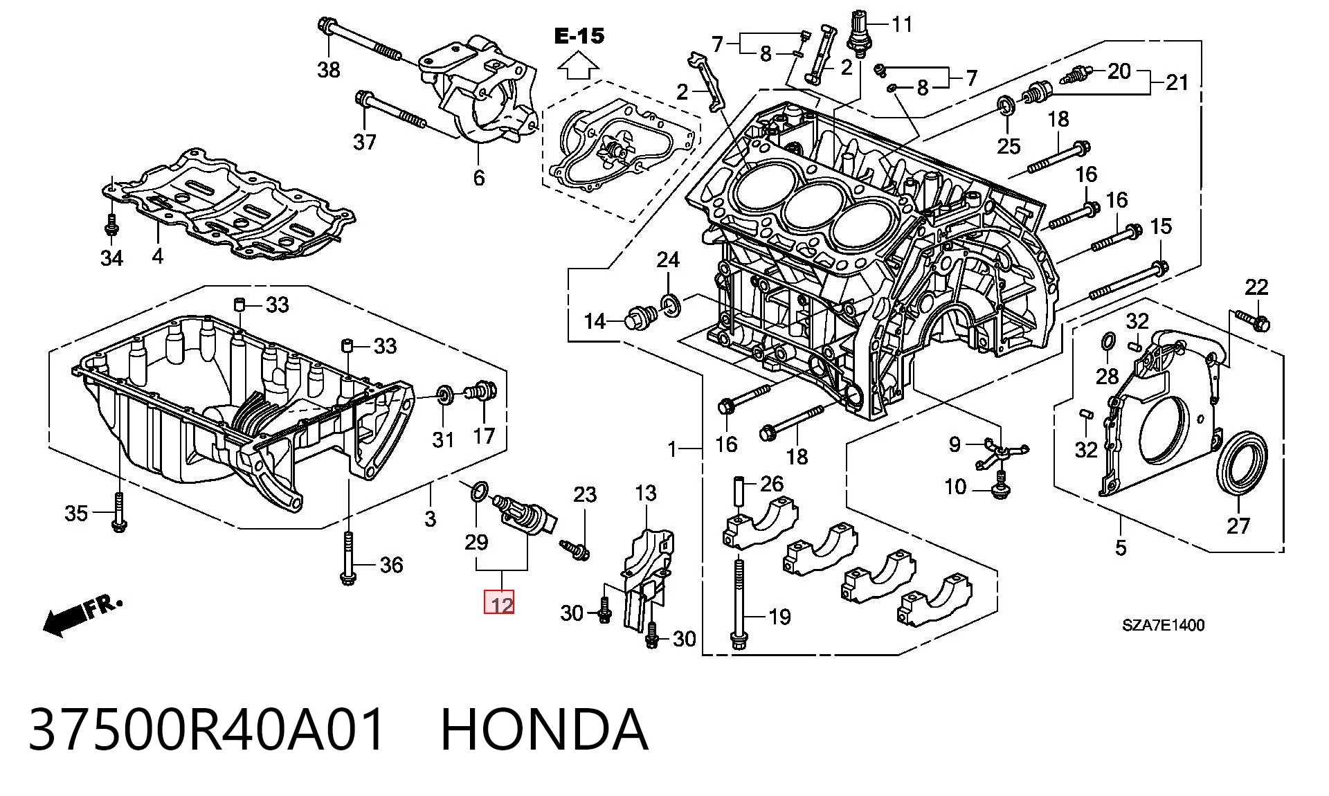 37500R40A01 Honda Czujnik położenia wału korbowego