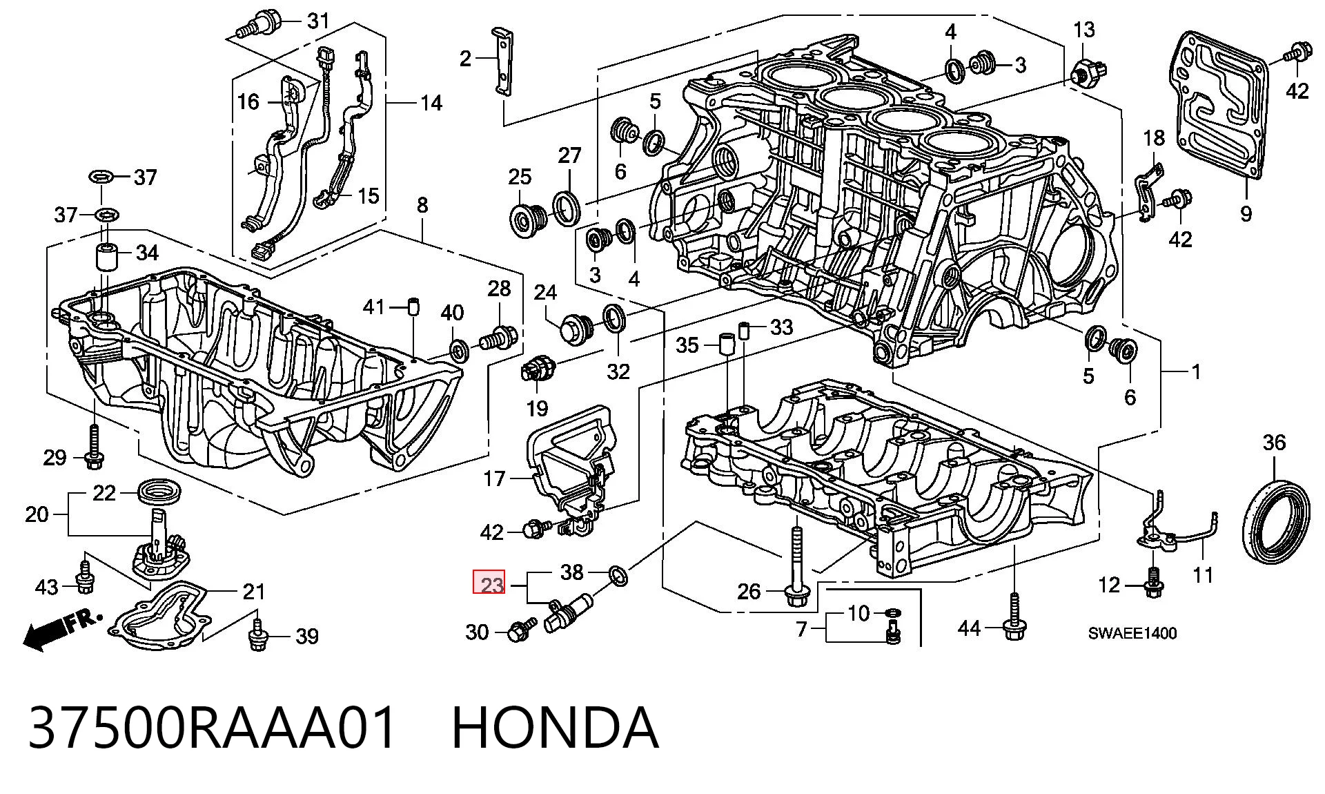 37500RAAA01 Honda Czujnik położenia wału korbowego