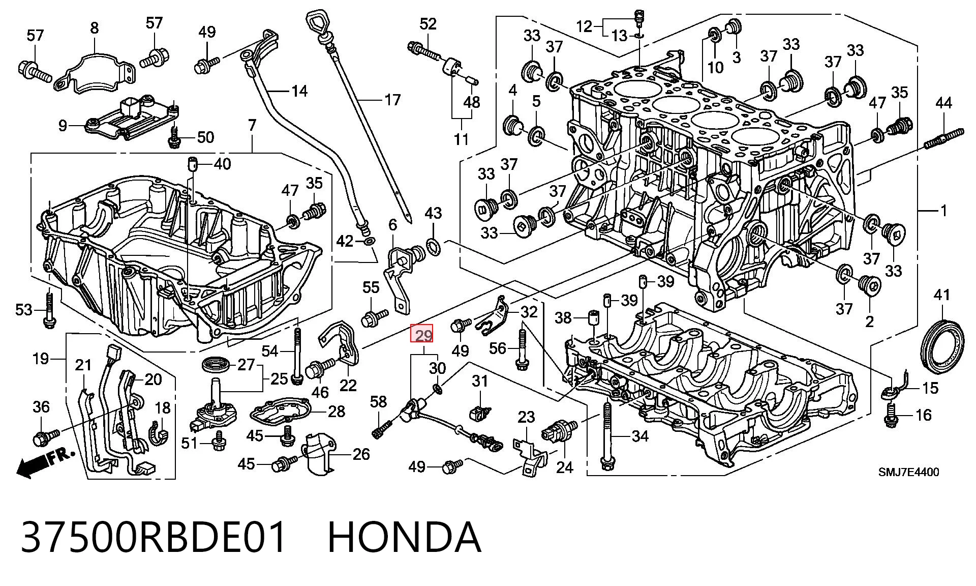 37500RBDE01 Honda Czujnik położenia wału korbowego