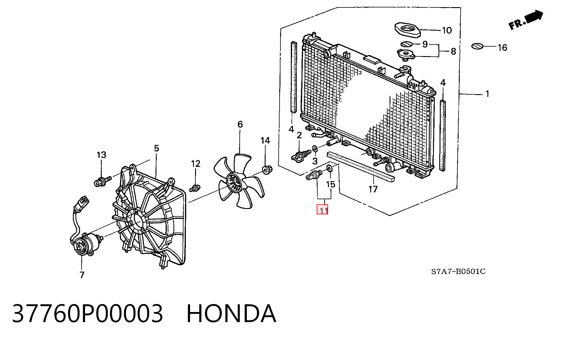 37760P00003 Honda Czujnik temperatury płynu chłodzącego (włączenia wentylatora chłodnicy)