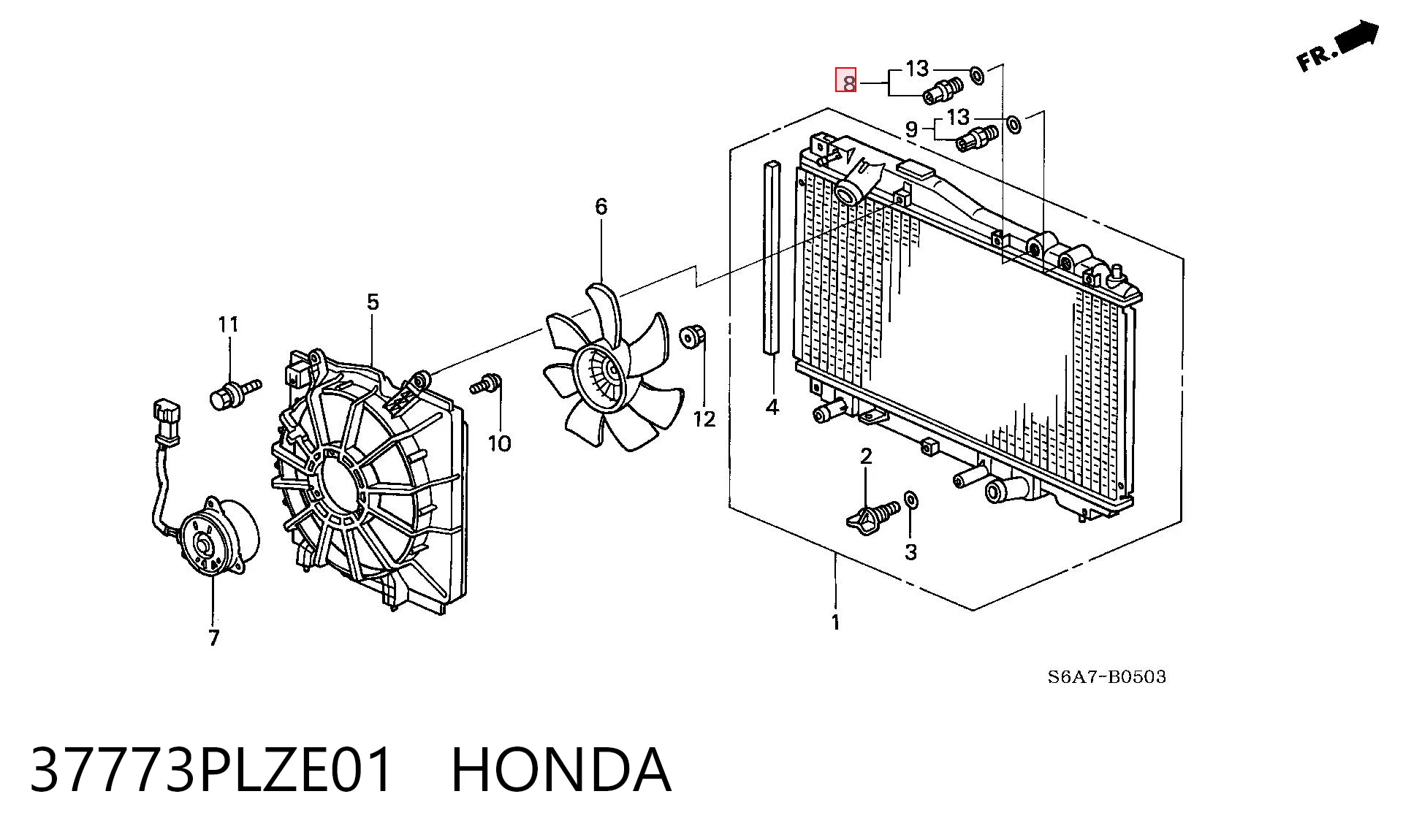 37773PLZE01 Honda Czujnik temperatury płynu chłodzącego (włączenia wentylatora chłodnicy)