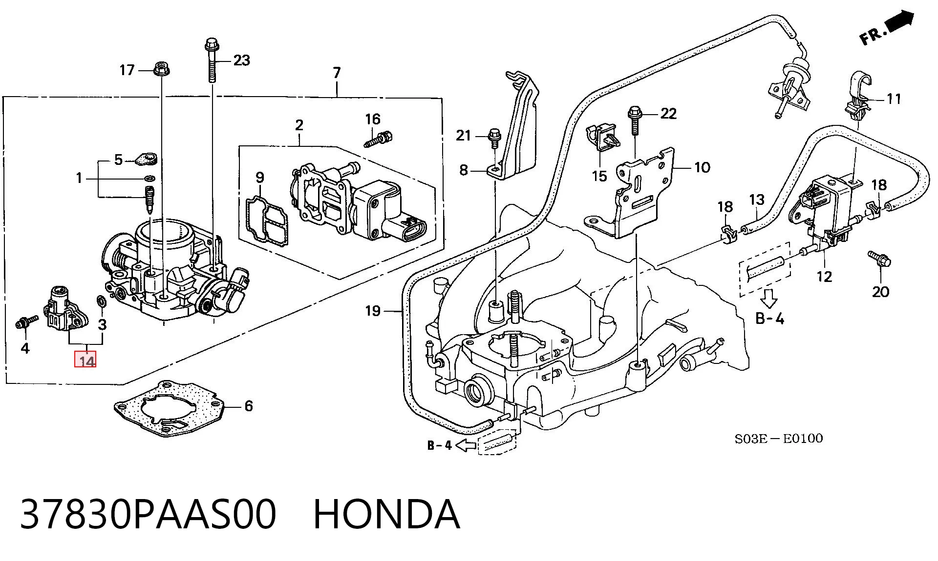 37830PAAS00 Honda Czujnik ciśnienia w kolektorze ssącym, MAP