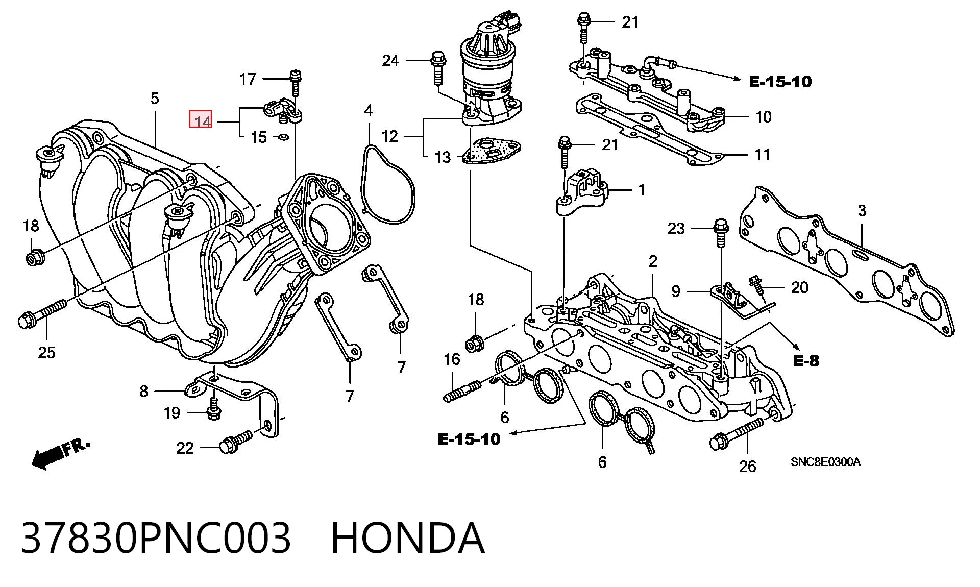 37830PNC003 Honda Czujnik ciśnienia w kolektorze ssącym, MAP