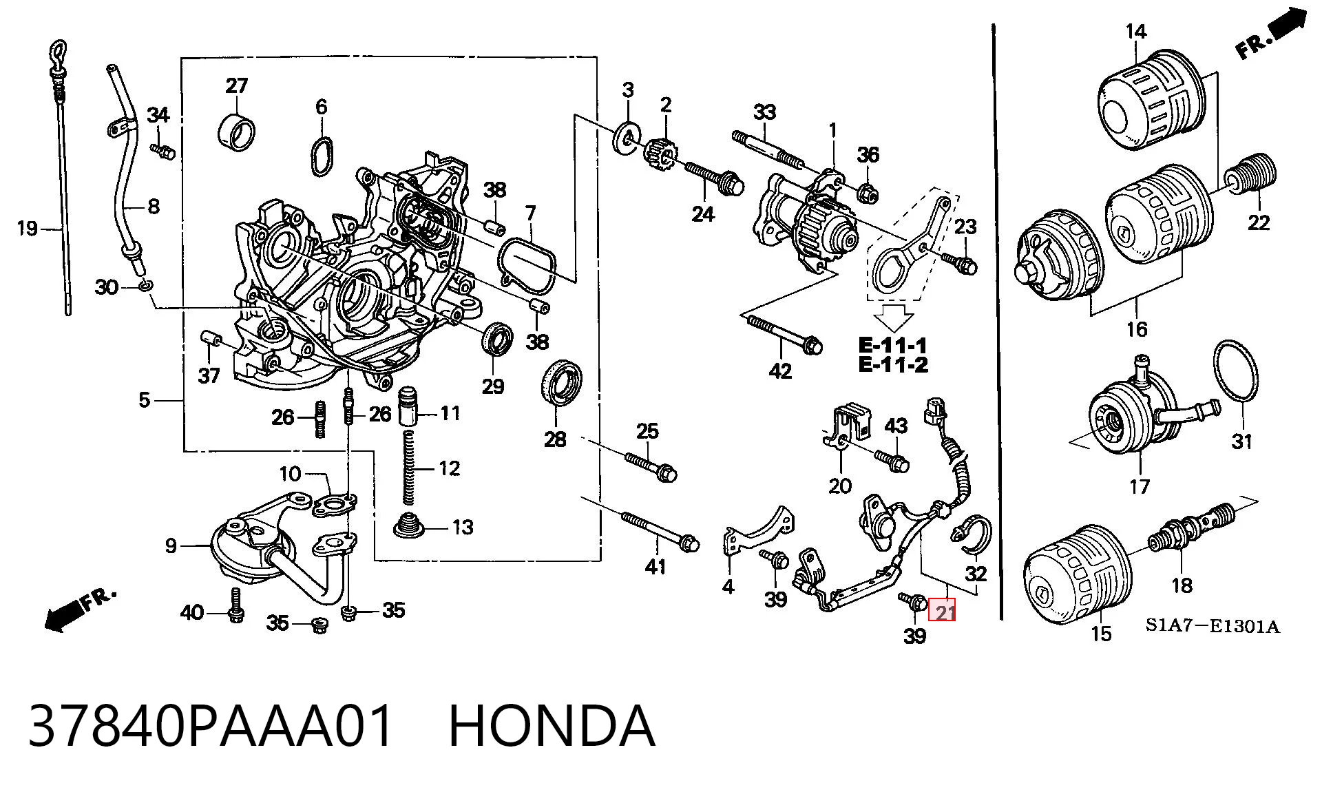 37840PAAA01 Honda Czujnik położenia wału korbowego