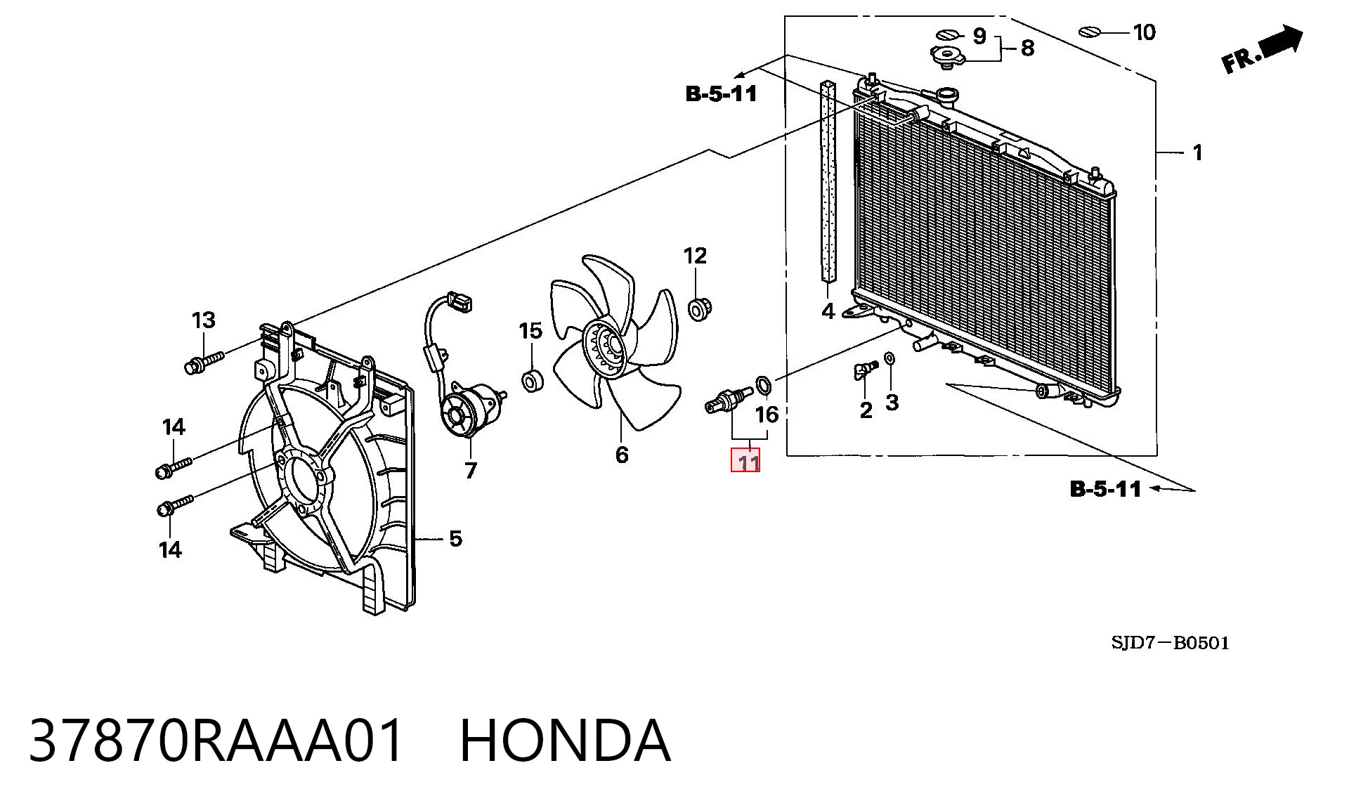 37870RAAA01 Honda Czujnik temperatury płynu chłodzącego