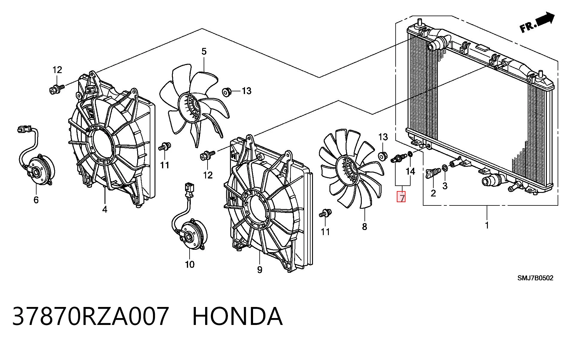 37870RZA007 Honda Czujnik temperatury płynu chłodzącego (włączenia wentylatora chłodnicy)