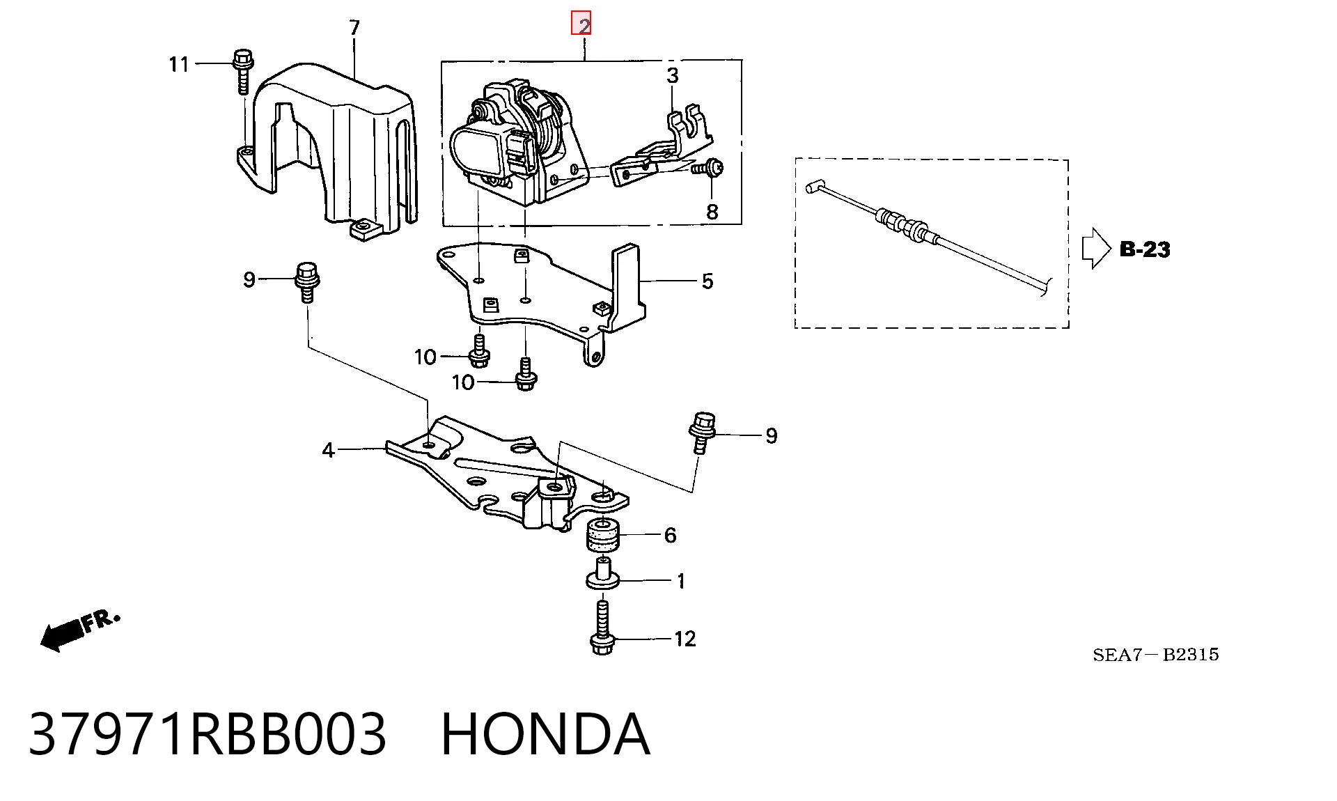 37971RBB003 Honda Czujnik położenia pedału przyspieszenia (gazu)