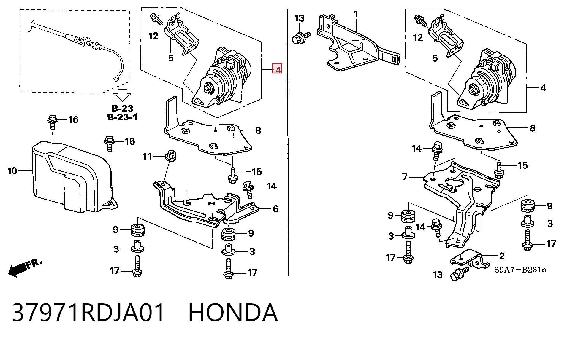 37971RDJA01 Honda Czujnik położenia pedału przyspieszenia (gazu)