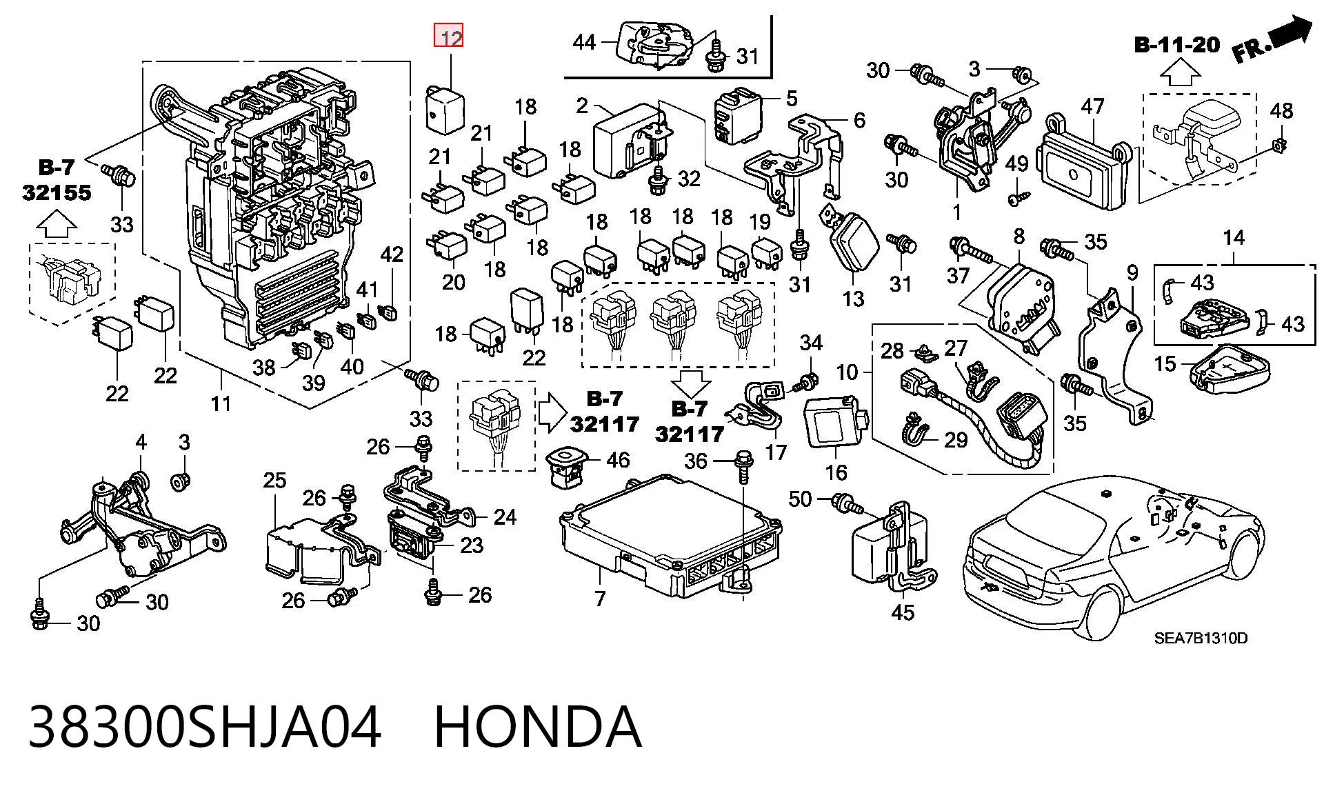 38300SHJA04 Honda Przekaźnik kierunkowskazów