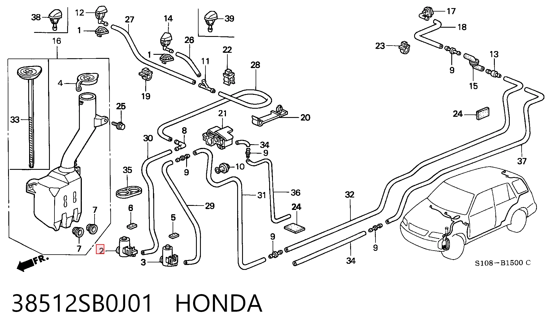 Pompka spryskiwacza szyby przedniej do Honda Civic V EG, EH