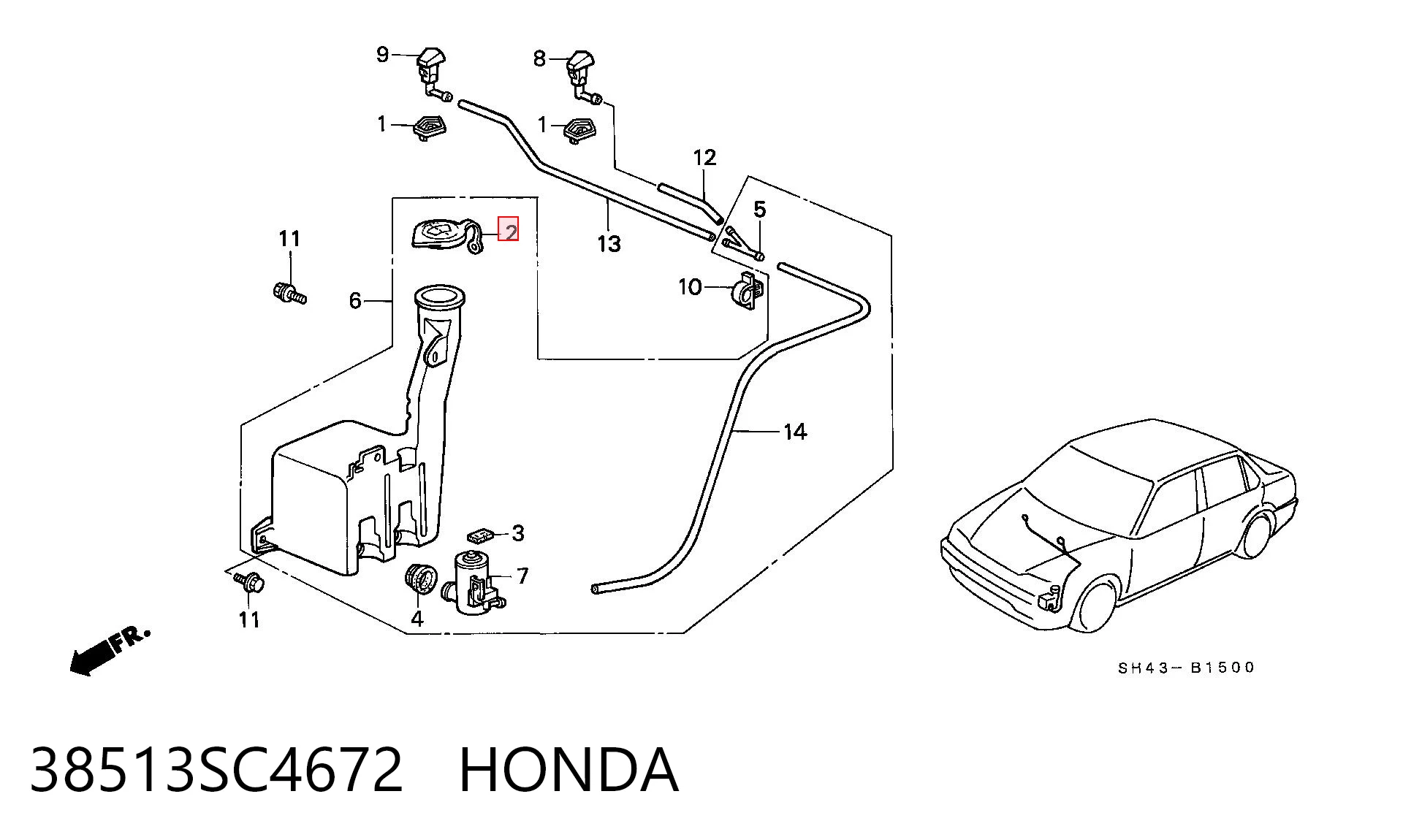 Korek zbiornika spryskiwacza do Honda Civic V EG, EH