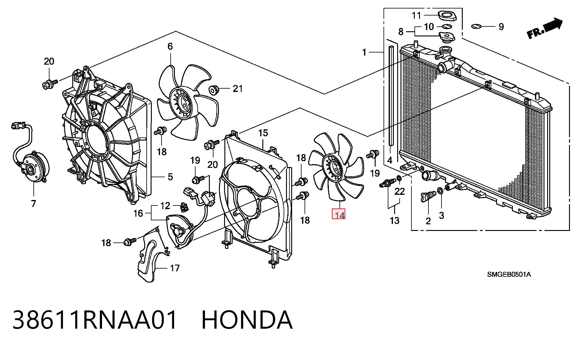 38611RNAA01 Honda Silniczek wentylatora klimatyzacji
