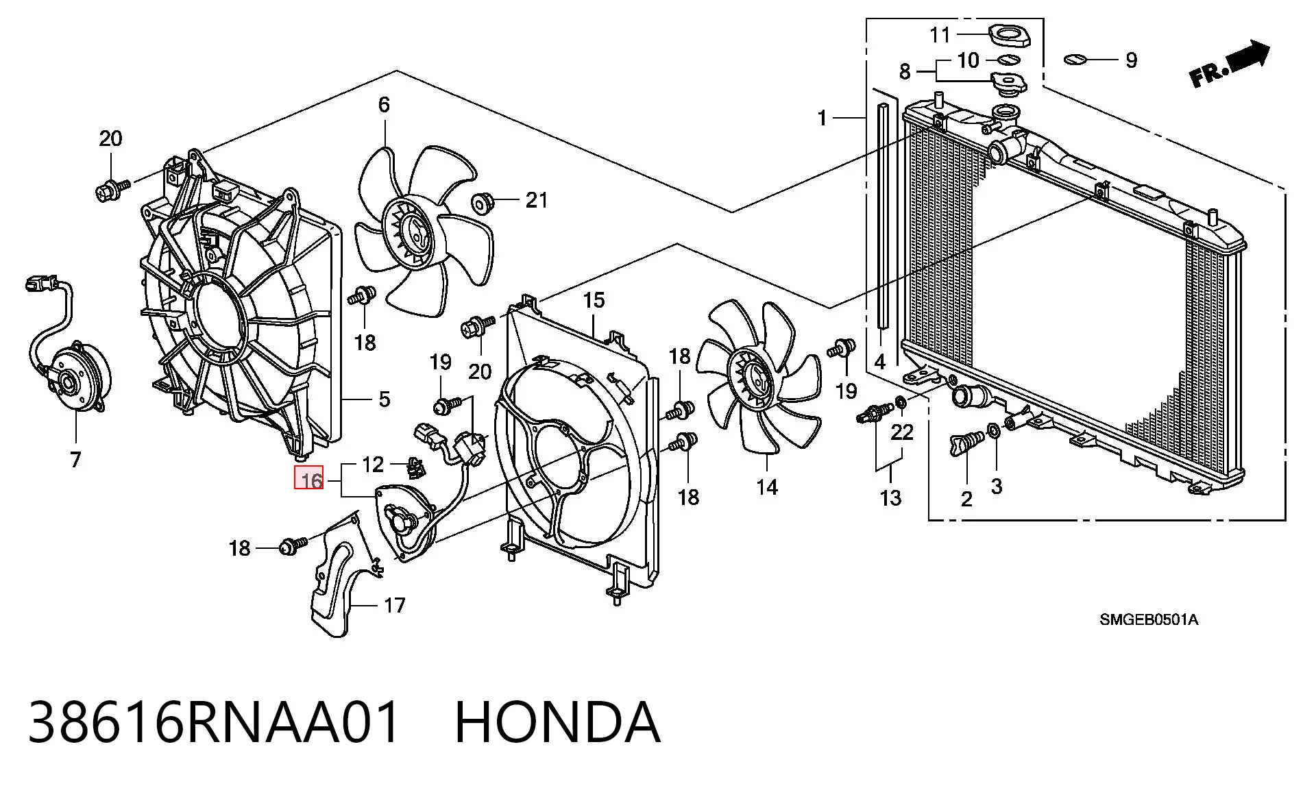 38616RNAA01 Honda Silniczek wentylatora klimatyzacji
