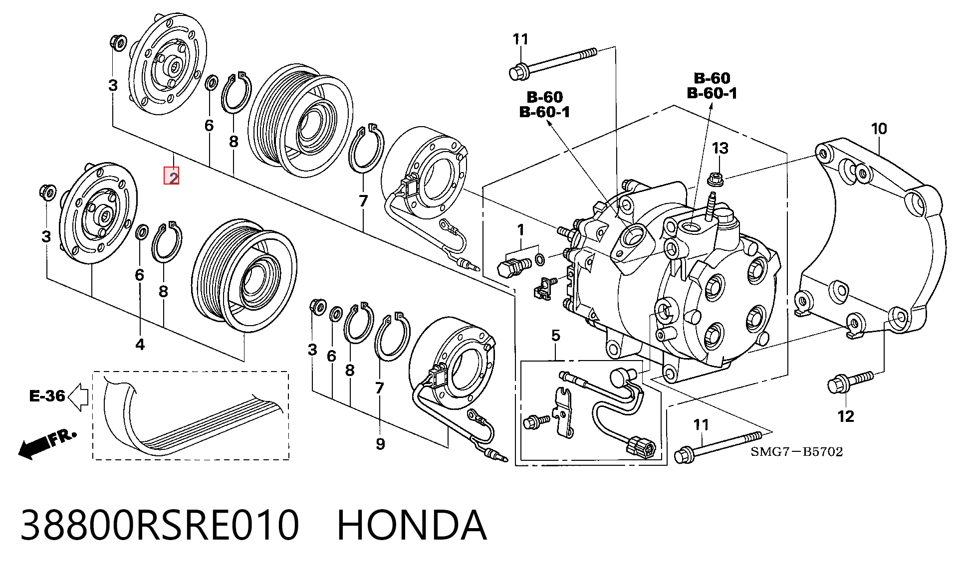 38800RSRE010 Honda Sprężarka klimatyzacji