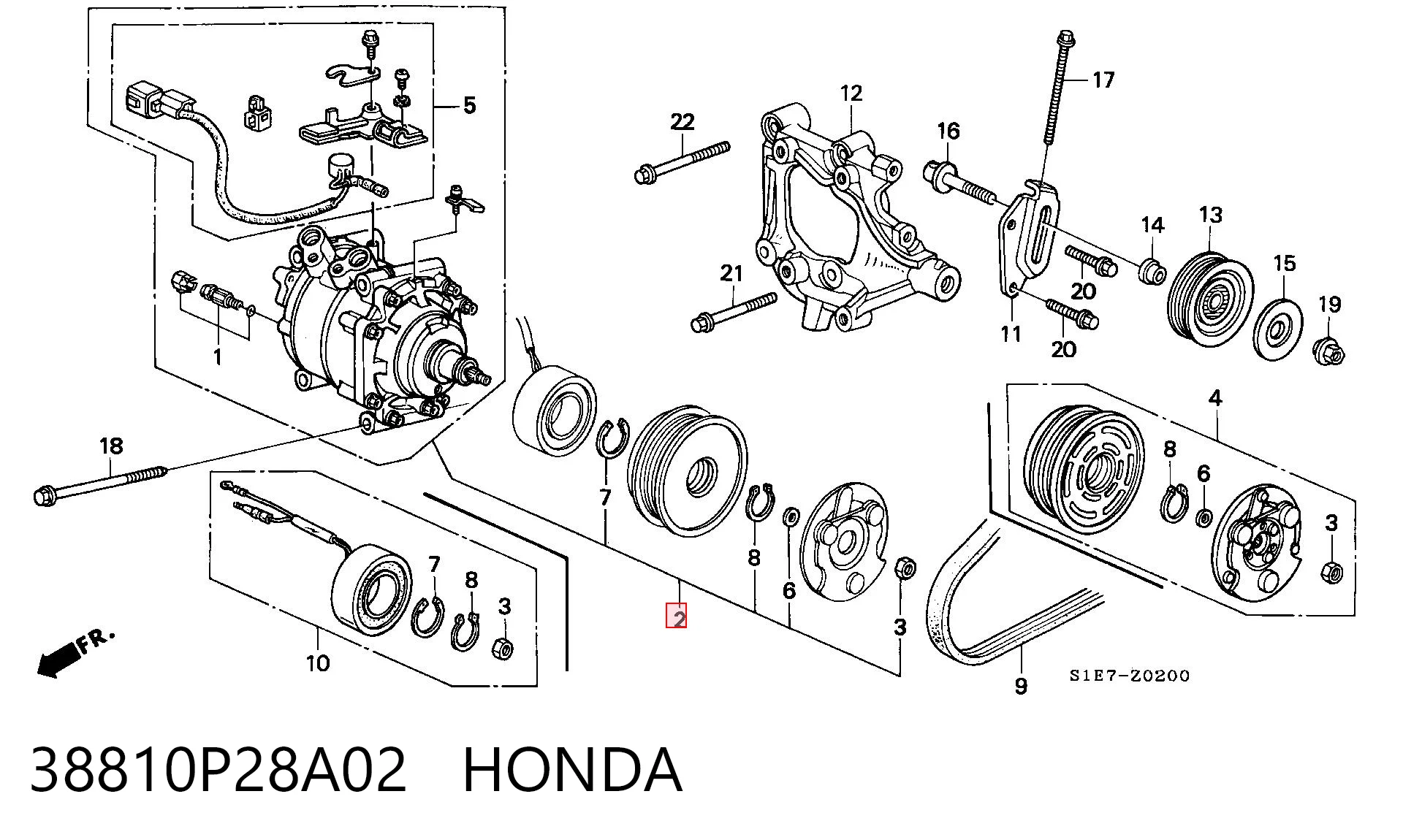 38810P28A02 Honda Sprężarka klimatyzacji