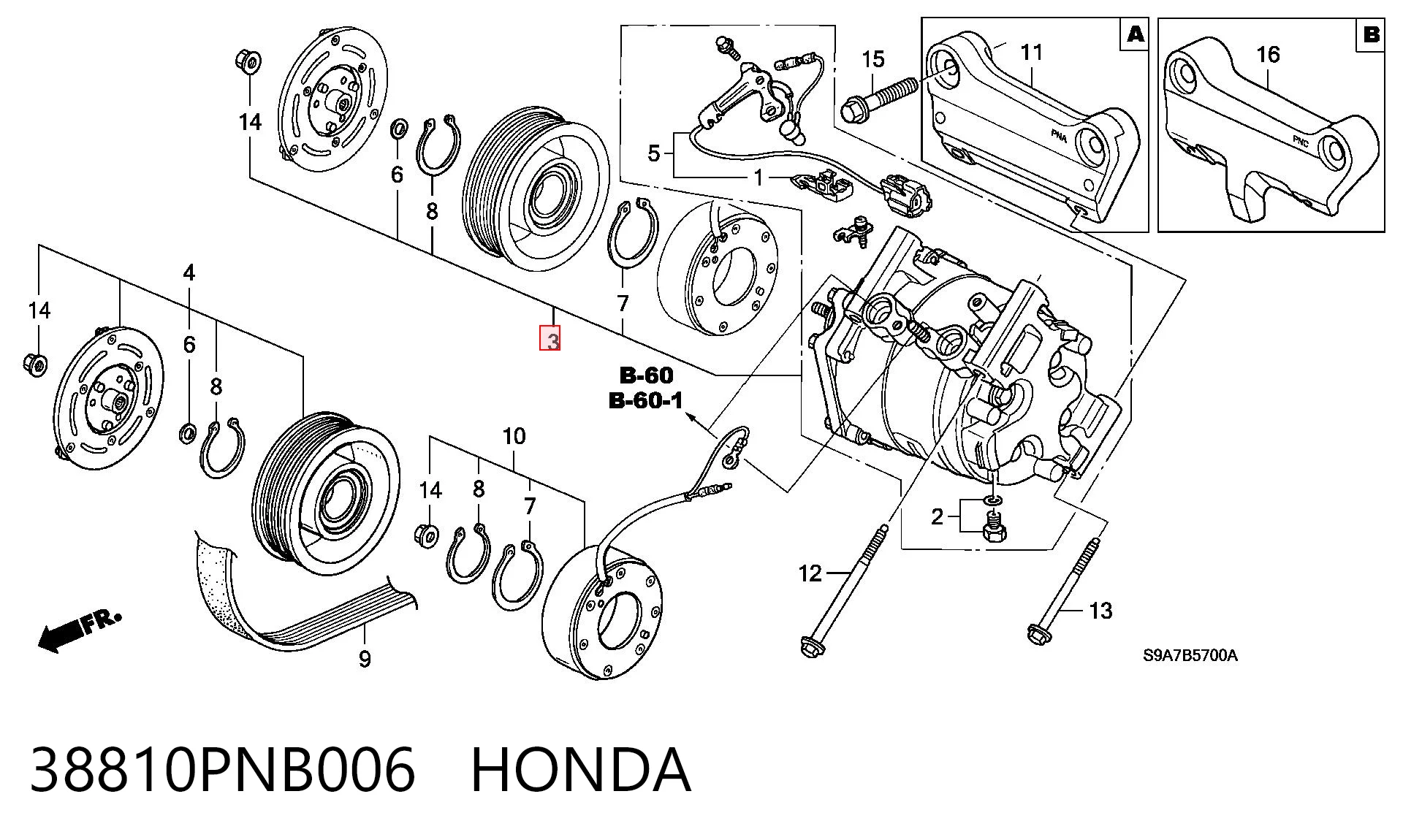 38810PNB006 Honda Sprężarka klimatyzacji