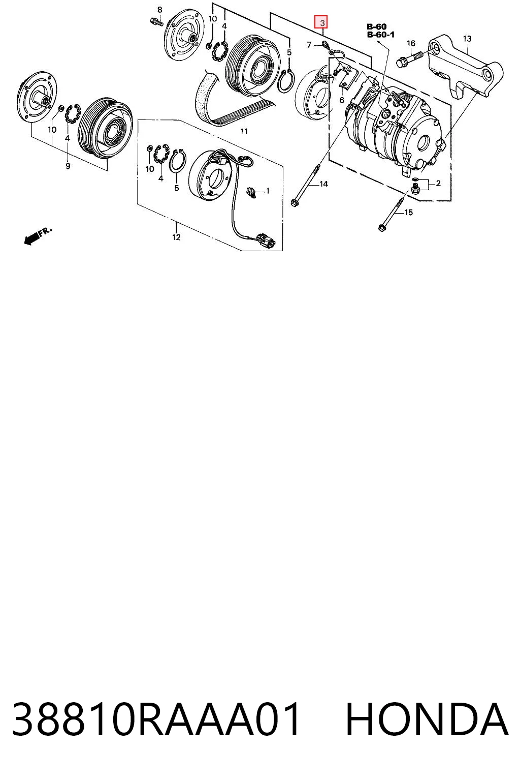 38810RAAA01 Honda Sprężarka klimatyzacji