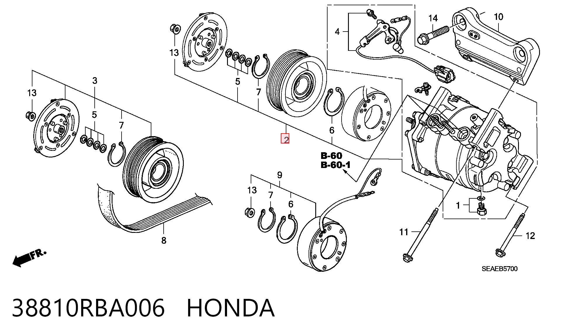 38810RBA006 Honda Sprężarka klimatyzacji