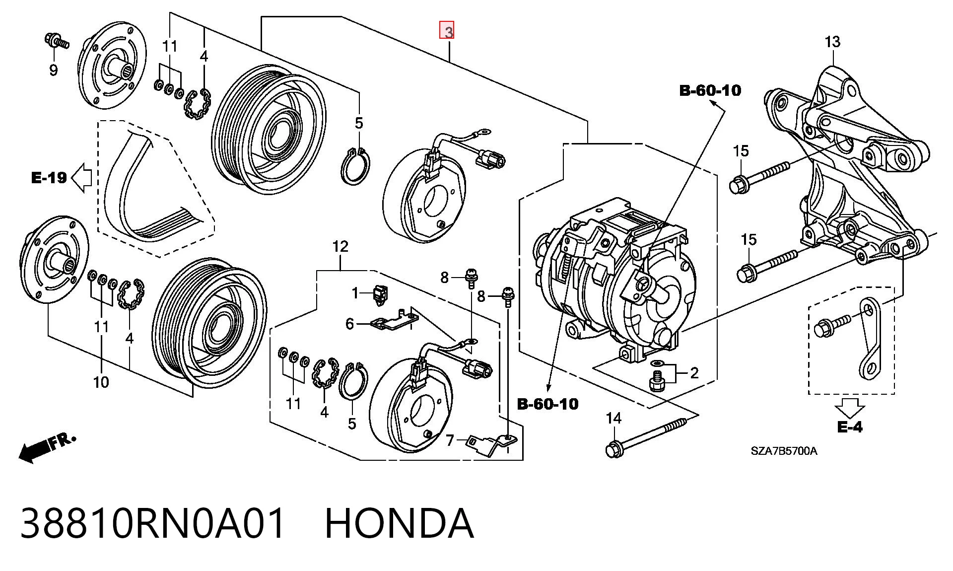 38810RN0A01 Honda Sprężarka klimatyzacji