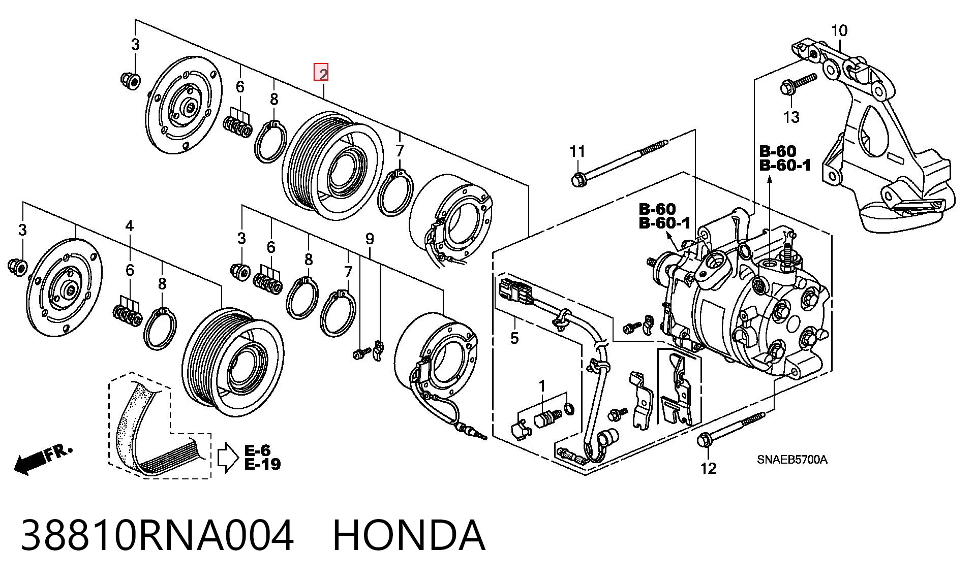 38810RNA004 Honda Sprężarka klimatyzacji