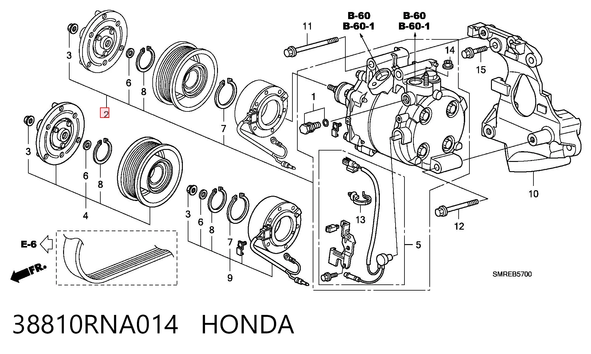 38810RNA014 Honda Sprężarka klimatyzacji