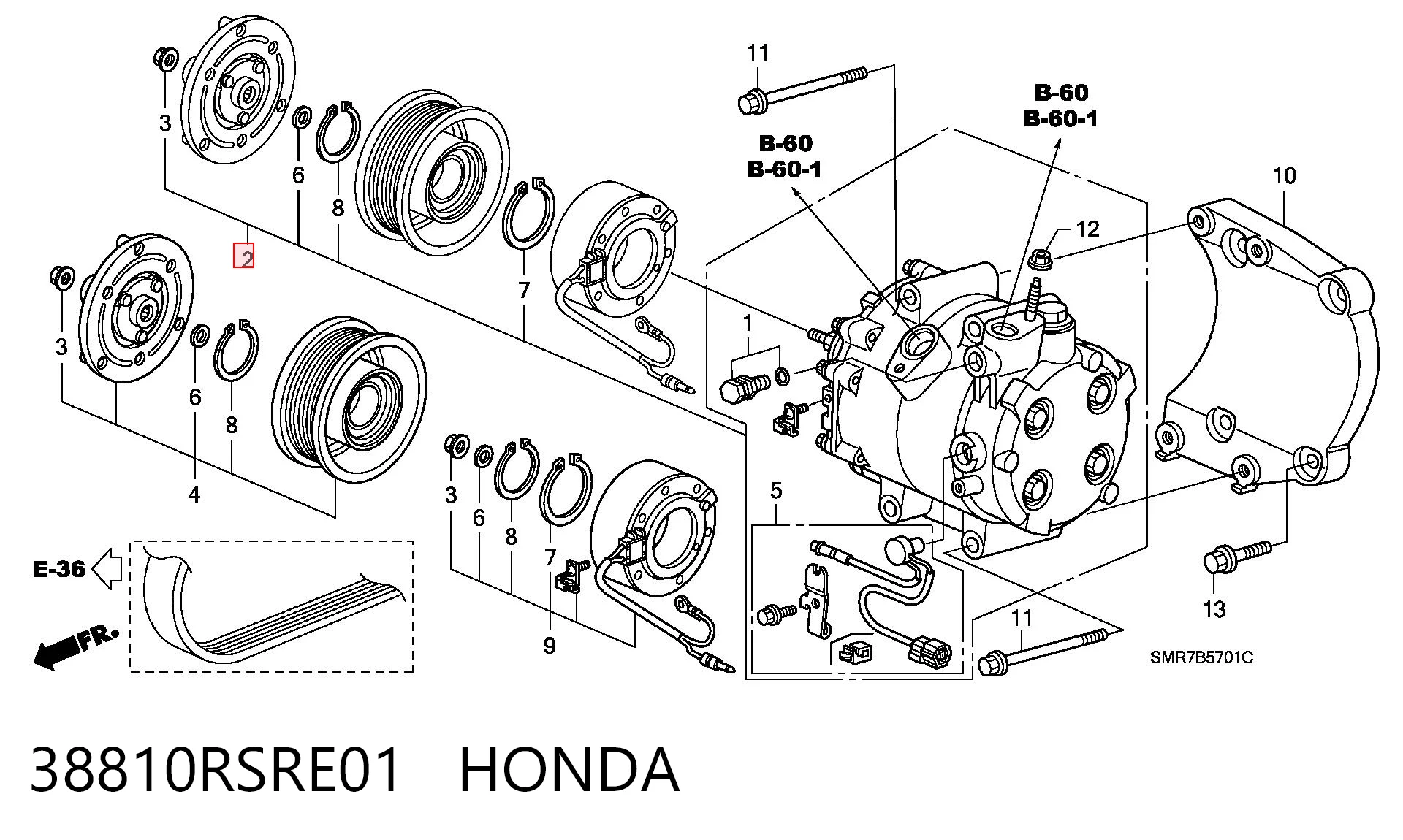 38810RSRE01 Honda Sprężarka klimatyzacji