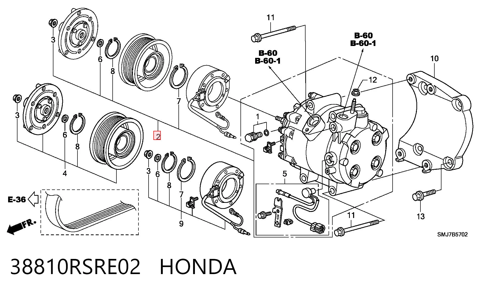 38810RSRE02 Honda Sprężarka klimatyzacji