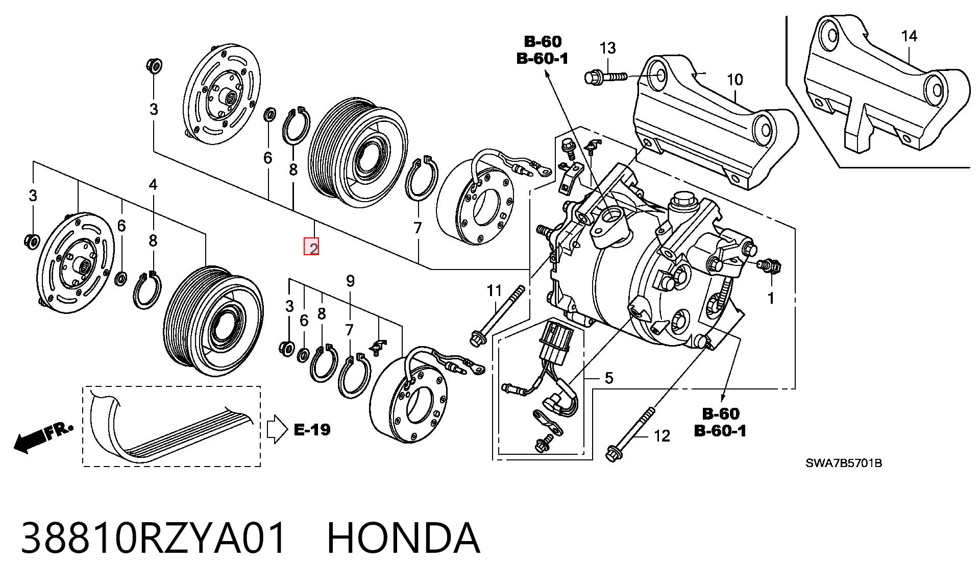 38810RZYA01 Honda Sprężarka klimatyzacji