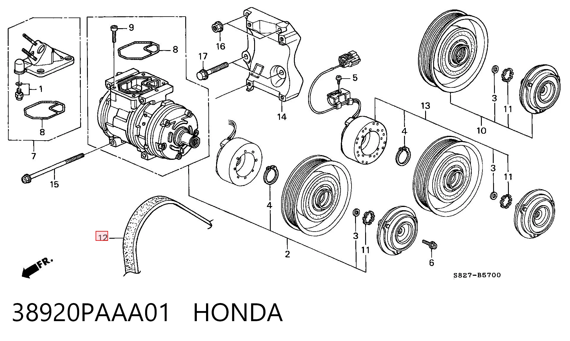 38920PAAA01 Honda Pas napędowy mechanizmów