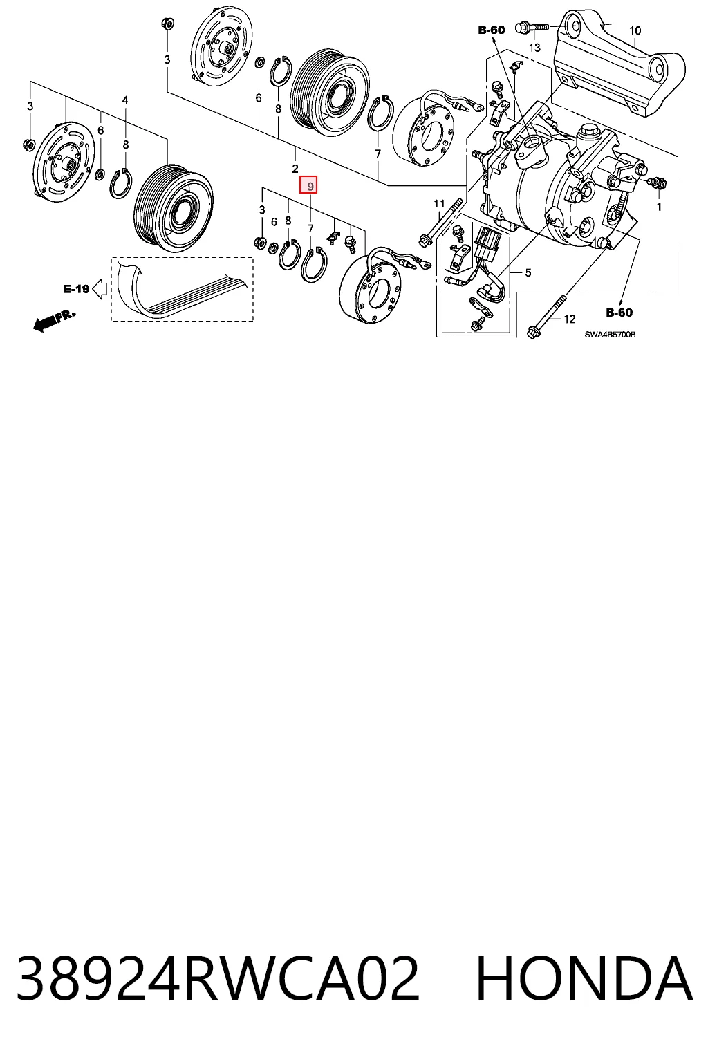 Sprzęgło sprężarki klimatyzacji do Honda CR-V III RE