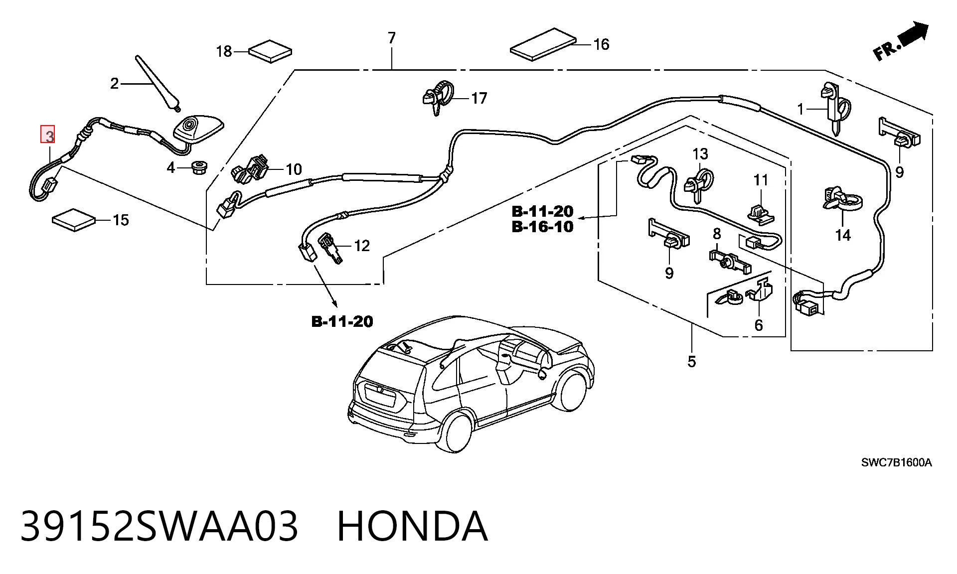 Antena do Honda CR-V III RE
