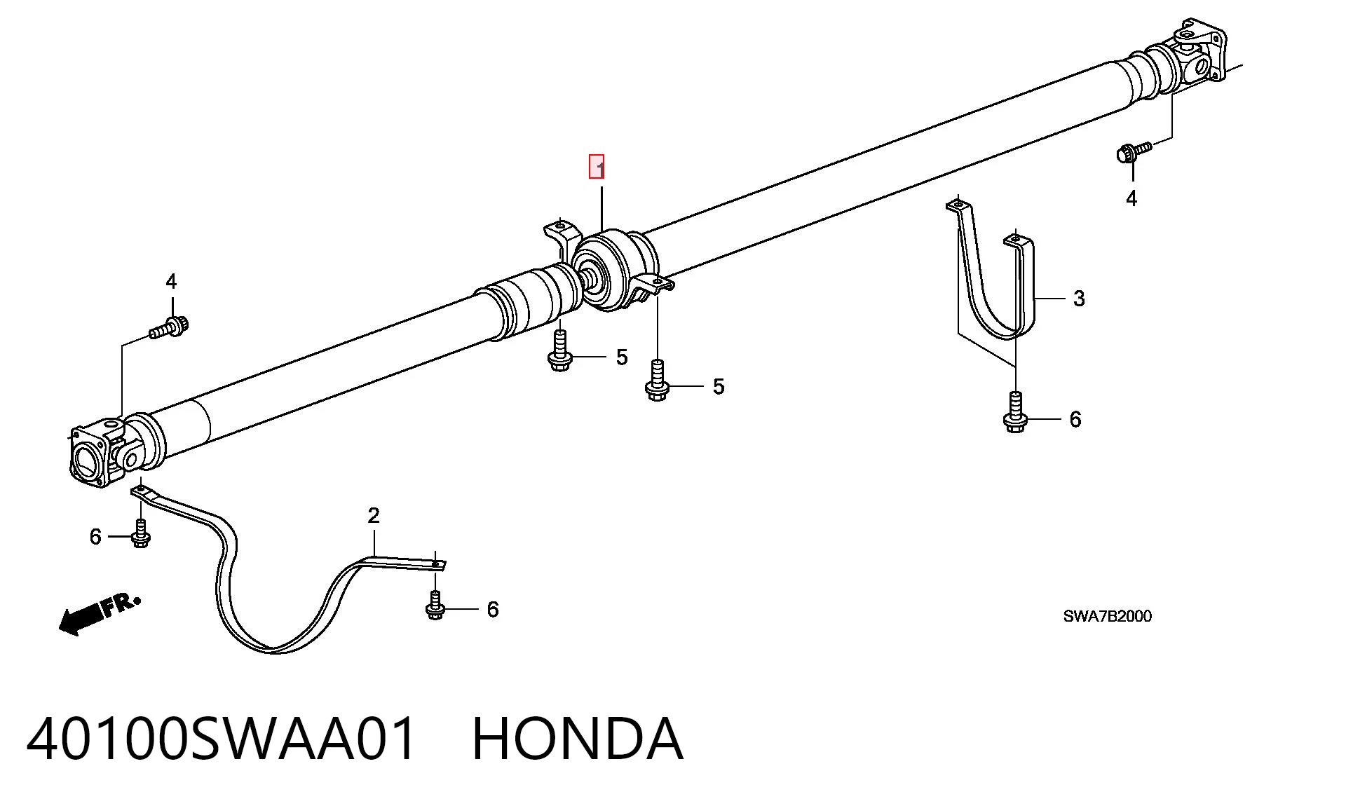 40100SWAA01 Honda Wał Cardana tylny, kompletny