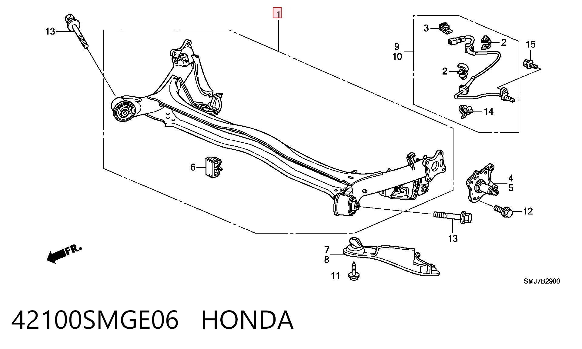 42100SMGE06 Honda Korpus osi tylnej