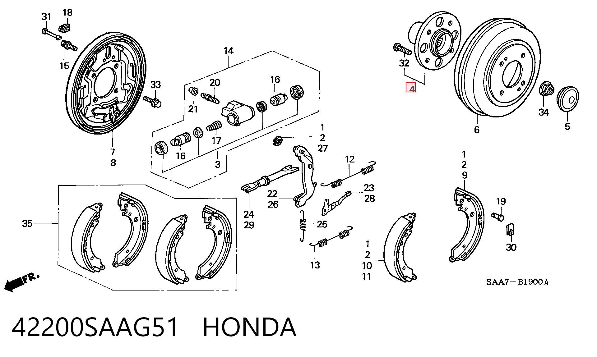 42200SAAG51 Honda Piasta tylna
