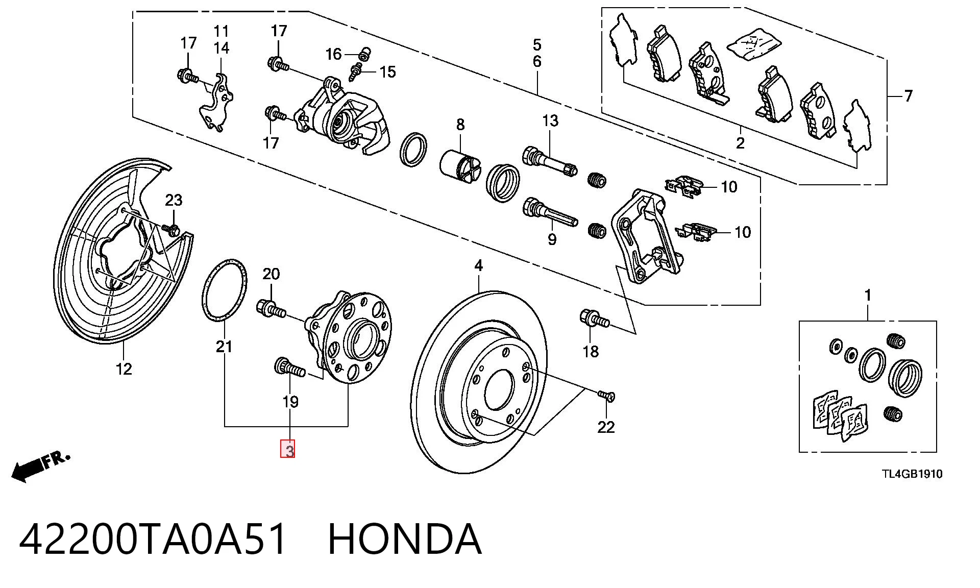 42200TA0A51 Honda Piasta tylna